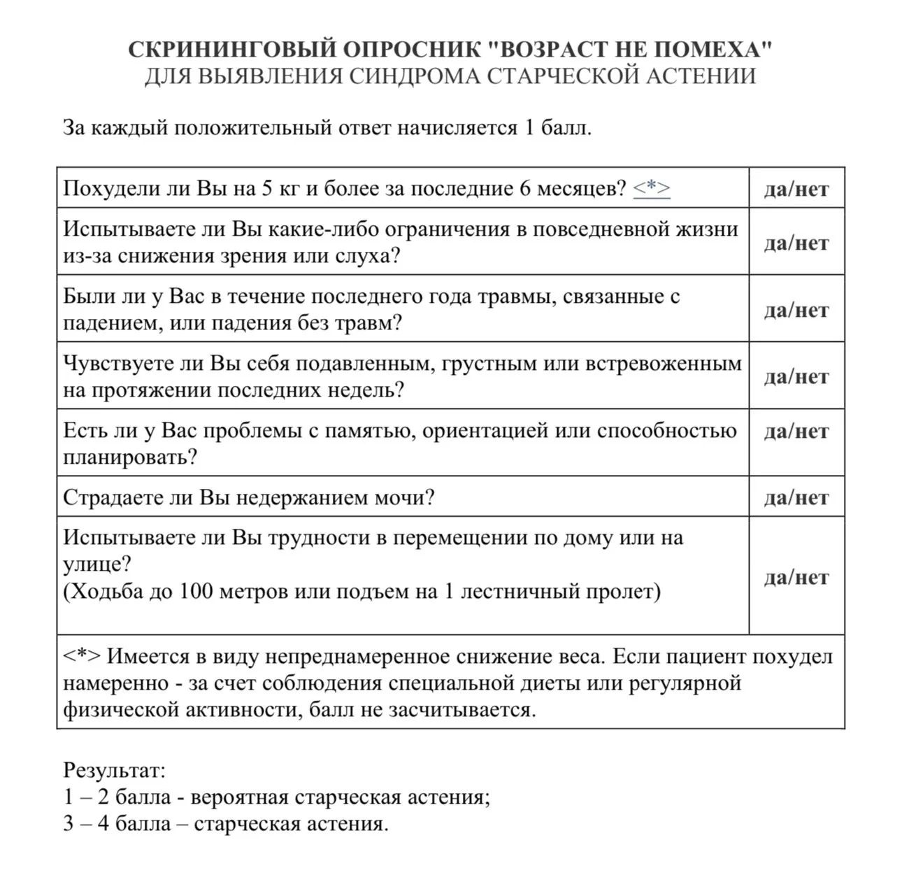 Скрининговый опросник